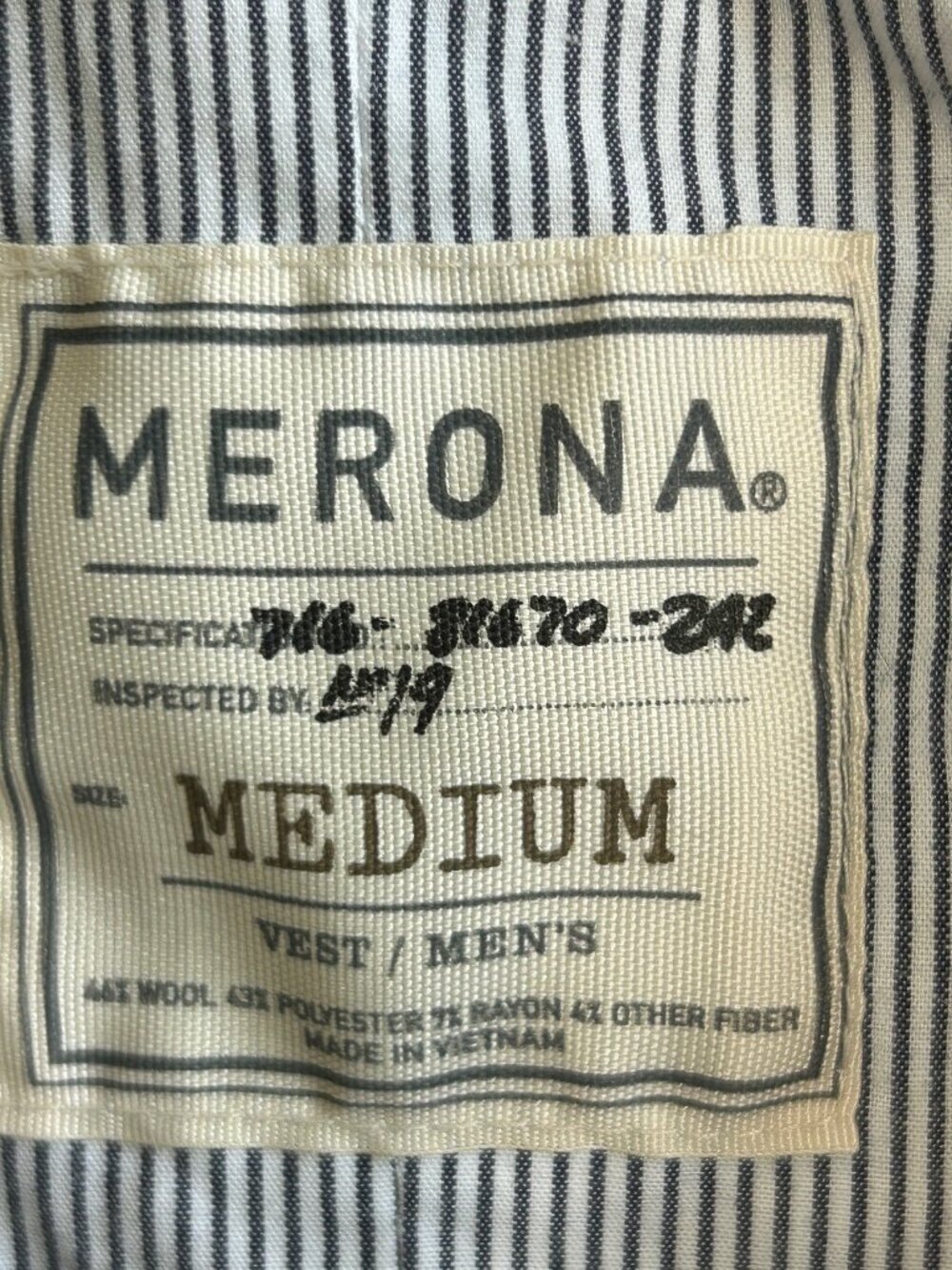 Merona Men's Vintage 80's Brown Herringbone Tweed Wool Vest Waistcoat Size M - Picture 5 of 8